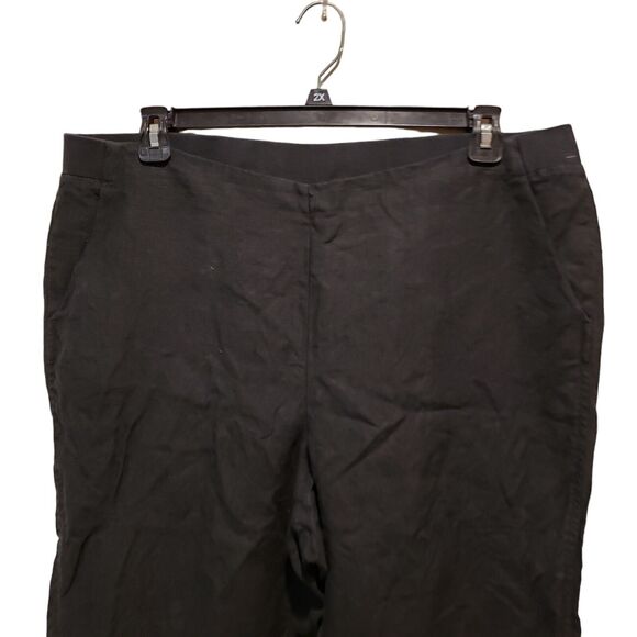 J.Jill Love Linen Black Linen Pants Wide Leg Pull on Elastic Waist Womens XL Tal - Picture 6 of 11